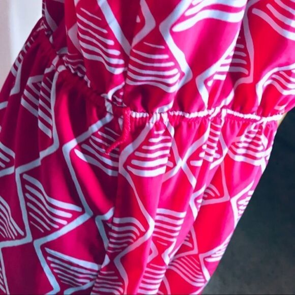 𝅺old Navy Deep Coral Patterned Faux Wrap Dress - Picture 7 of 7